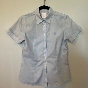 Brooks Brothers 346 Tailored Non-Iron Blue Short Sleeve Shirt - Size 2